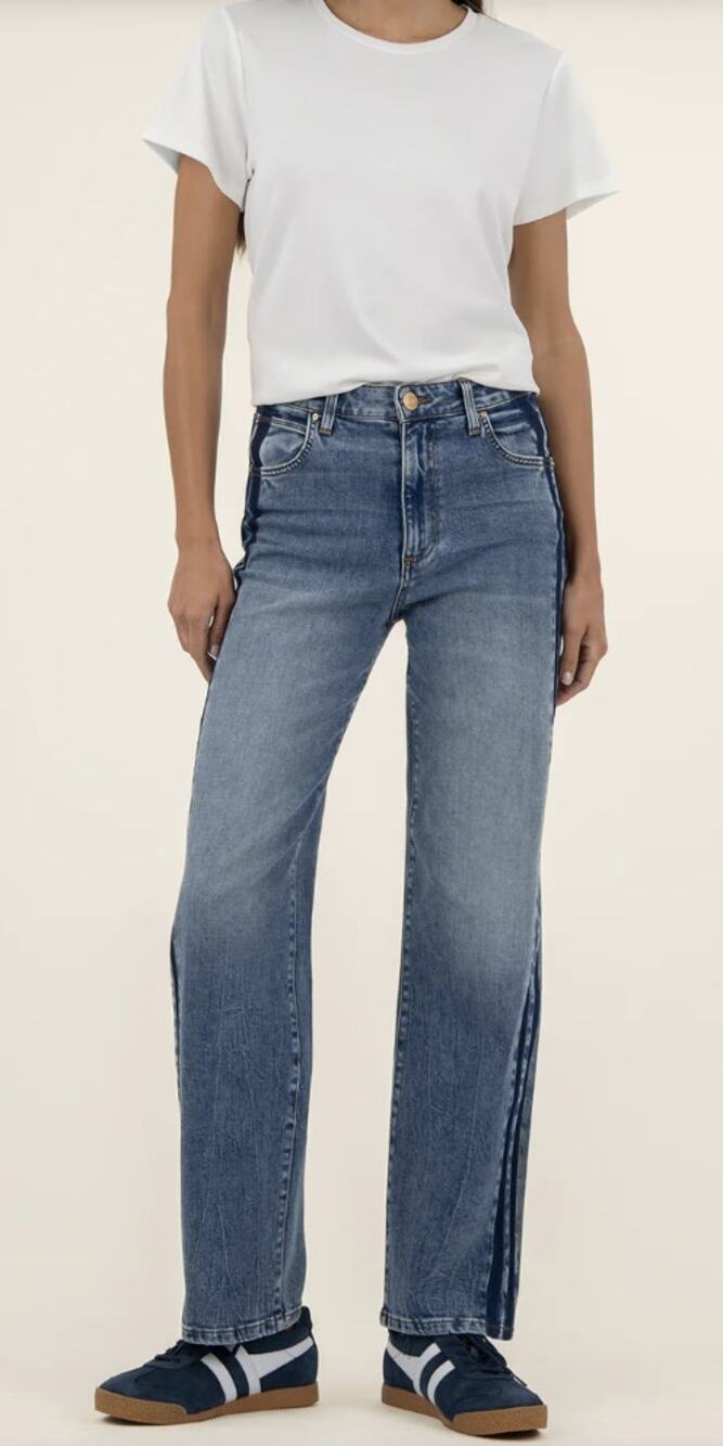 Kut from the Kloth Women's 6 Sienna Hi-Rise Straight Leg Snazzy Wash Jean O3-2